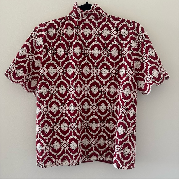 Sezane Dalhia Shirt Burgundy With Ecru Embroidery - Size 36 - Picture 4 of 5